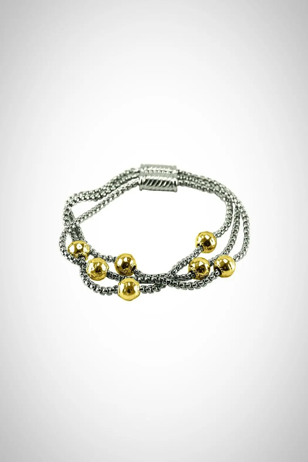 2986080_large.webp Elegant Hammered Gold Ball Magnetic Bracelet - Multi Chain, Strong Magnetic Closure, Lead & Nickel Free - Image 1