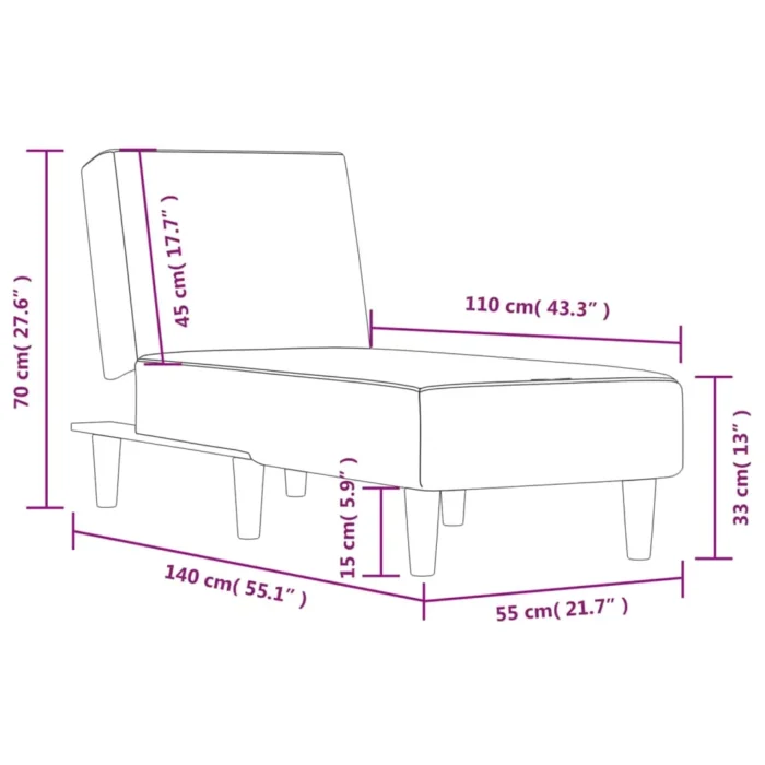 vidaXL Chaise Longue - Elegant Black Fabric Reclining Sofa | Ultimate Relaxation & Comfort - Image 9