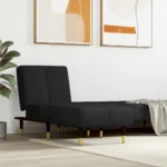 vidaXL Chaise Longue Black Velvet - Multifunctional Recliner for Home Comfort