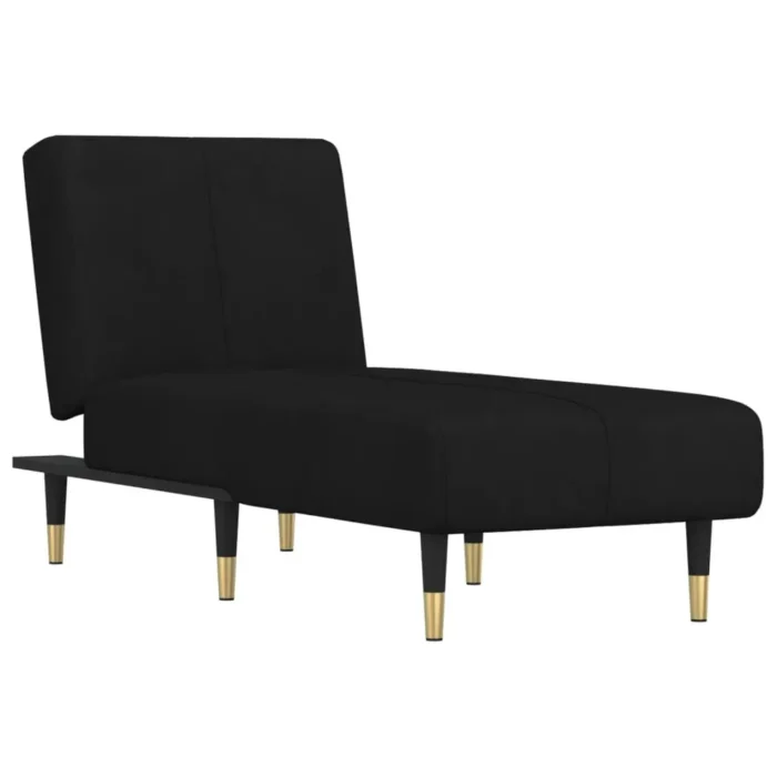 vidaXL Chaise Longue Black Velvet - Multifunctional Recliner for Home Comfort - Image 2