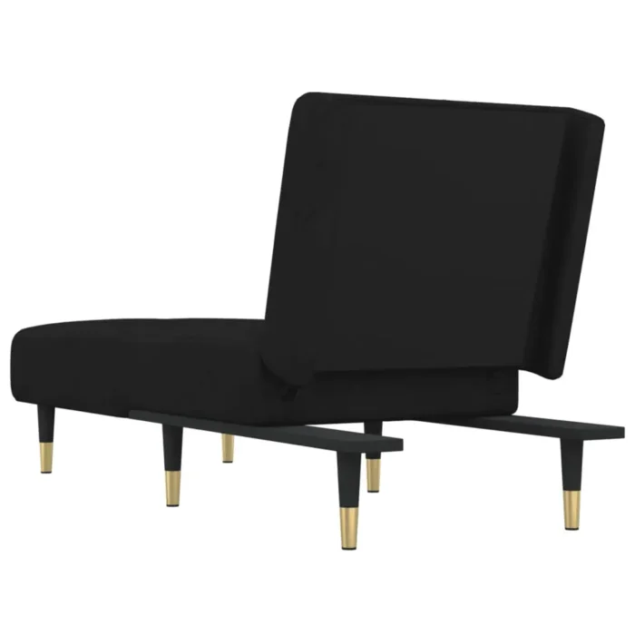 vidaXL Chaise Longue Black Velvet - Multifunctional Recliner for Home Comfort - Image 5