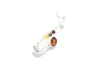 Multi Amber Saxophone Brooch | Sterling Silver & Baltic Amber - Elegant & Unique Jewelry for Music Lovers