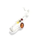 Multi Amber Saxophone Brooch | Sterling Silver & Baltic Amber - Elegant & Unique Jewelry for Music Lovers
