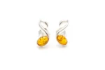Amber Music Note Stud Earrings - Sterling Silver & Baltic Amber | Elegant & Unique Jewelry
