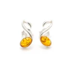Amber Music Note Stud Earrings - Sterling Silver & Baltic Amber | Elegant & Unique Jewelry