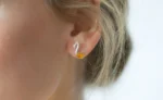 Amber Music Note Stud Earrings - Sterling Silver & Baltic Amber | Elegant & Unique Jewelry - Image 2