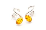 Amber Music Note Stud Earrings - Sterling Silver & Baltic Amber | Elegant & Unique Jewelry - Image 3