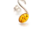 Amber Music Note Stud Earrings - Sterling Silver & Baltic Amber | Elegant & Unique Jewelry - Image 5
