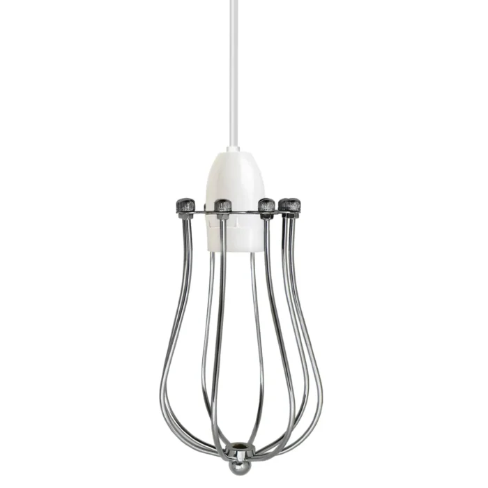 Chrome Metal Balloon Cage Wall Light - Easy Fit Hanging Lampshade - Vintage Industrial Design - Image 6