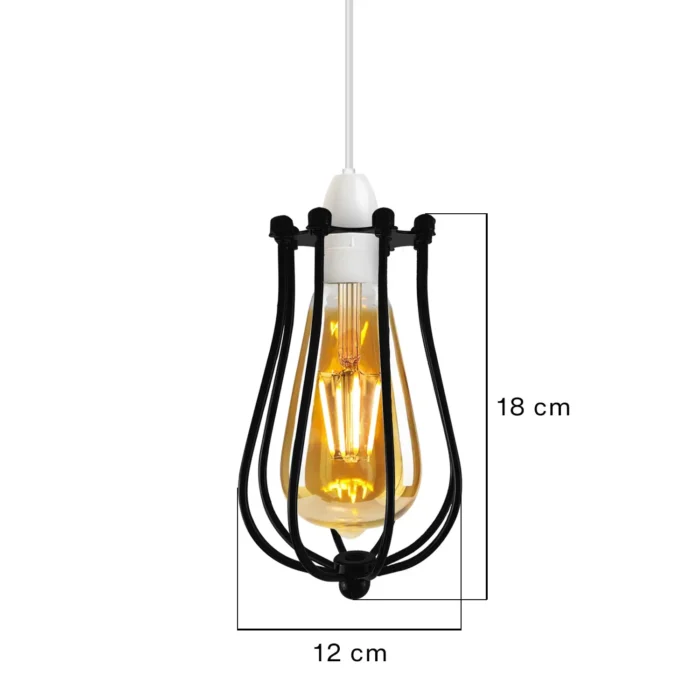 Chrome Metal Balloon Cage Wall Light - Easy Fit Hanging Lampshade - Vintage Industrial Design - Image 2