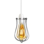 Chrome Metal Balloon Cage Wall Light - Easy Fit Hanging Lampshade - Vintage Industrial Design - Image 5