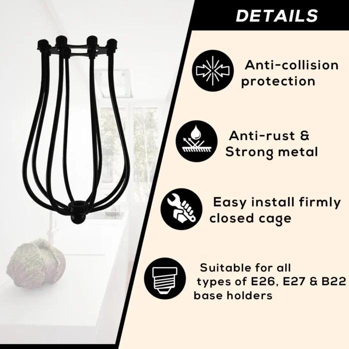 Chrome Metal Balloon Cage Wall Light - Easy Fit Hanging Lampshade - Vintage Industrial Design - Image 7