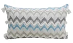 Chevron Throw Pillow for Sofa with Braid and Tassels 14"x24" - Handwoven Cotton | Stylish & Comfortable Decorative Accent