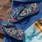 Ahog Flip Flops - Custom Printed Fabric, Stylish Black Soles and Straps