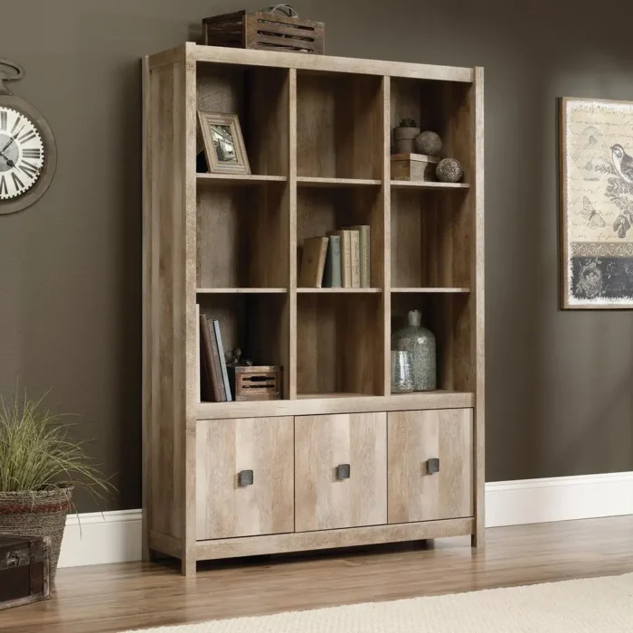 Cannery Bridge Storage Wall in Lintel Oak - Rustic & Versatile Home Organizer - Image 3
