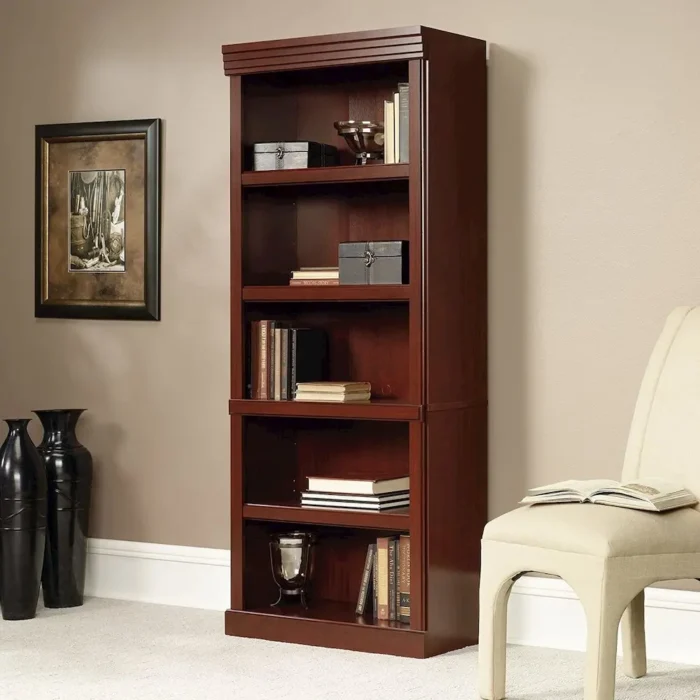 Heritage Hill Library 5-Shelf Bookshelf - Classic Cherry Finish, Elegant & Versatile Storage - Image 3