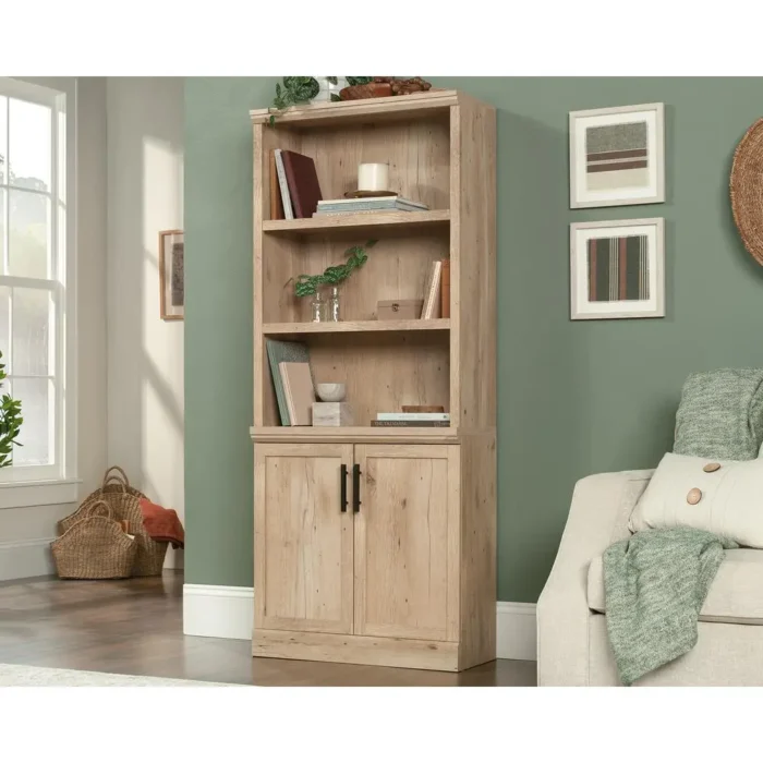 Elegant 5-Shelf Library Bookcase in Prime Oak - Cottage Style Furniture - Image 1