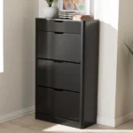 Baxton Studio Cayla Modern & Contemporary Black Wood Shoe Cabinet - Stylish & Functional Storage - Image 5