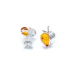 Amber Apple Earrings - Sterling Silver & Baltic Amber Studs - Elegant Everyday Wear Jewelry