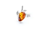 Amber Apple Earrings - Sterling Silver & Baltic Amber Studs - Elegant Everyday Wear Jewelry - Image 2