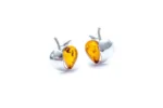 Amber Apple Earrings - Sterling Silver & Baltic Amber Studs - Elegant Everyday Wear Jewelry - Image 3