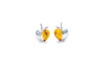 Amber Apple Earrings - Sterling Silver & Baltic Amber Studs - Elegant Everyday Wear Jewelry - Image 4