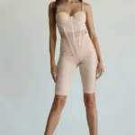Chic High-Cut Corset Thong Bodysuit & High-Waist Biker Shorts Set - Ultimate Style and Comfort