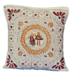 Hand Embroidered Artisanal Decorative Mirror Pillow - Exquisite Craftsmanship & Exotic Design