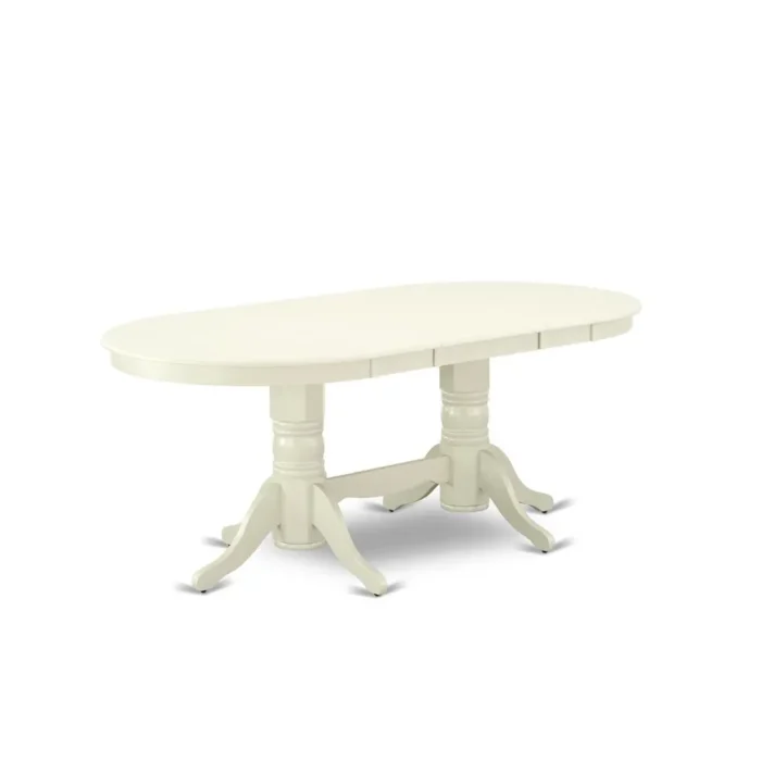 Elegant Linen White 7-Piece Dining Room Set - Oval Table with Self-Storage Butterfly Leaf & 6 X-Back Chairs - Image 3