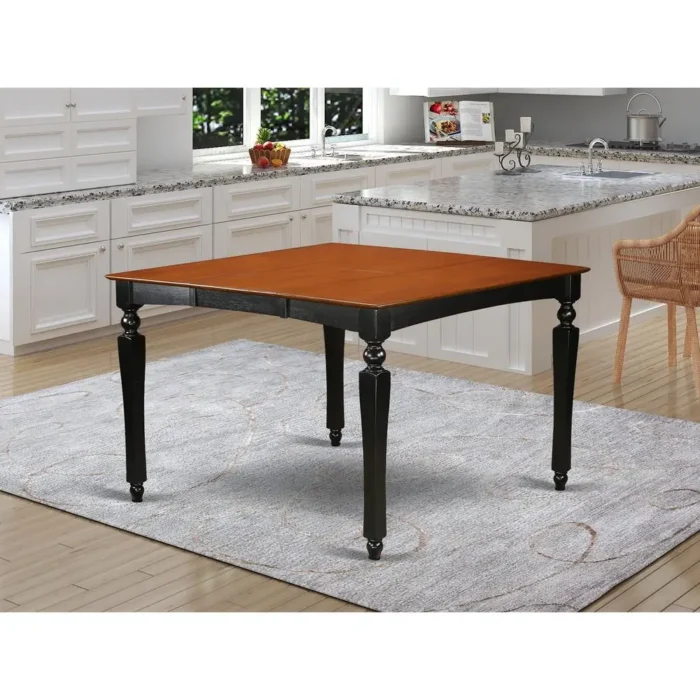 Elegant 5-Piece Counter Height Dining Set with Square Gathering Table and Built-in Leaf Extension - Black Finish - Image 3