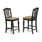 Elegant 5-Piece Counter Height Dining Set with Square Gathering Table and Built-in Leaf Extension - Black Finish - Image 4