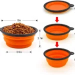 5" Portable & Foldable Small Dog Bowl - Orange, Set of 5 | Collapsible Travel Bowls for Pets