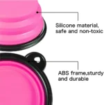 5" Pink Portable and Foldable Small Dog Bowl - Set of 5 | Durable & Travel-Friendly - Image 2