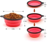 5" Portable & Foldable Dog Bowls, Red - Set of 5, Ideal for Travel & Outdoor Use