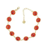 10 Beads Scarlet Evil Eye Women Gold Plated Silver Link Bracelet | Protective & Stylish Jewelry