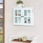 Stylish White MDF Wood Glass Pane Bathroom Wall Cabinet - Functional Storage Solution - Image 2