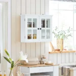 Stylish White MDF Wood Glass Pane Bathroom Wall Cabinet - Functional Storage Solution - Image 3