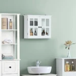 Stylish White MDF Wood Glass Pane Bathroom Wall Cabinet - Functional Storage Solution - Image 4
