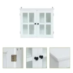 Stylish White MDF Wood Glass Pane Bathroom Wall Cabinet - Functional Storage Solution - Image 5
