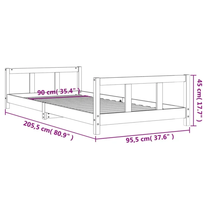 vidaXL Kids Bed Frame 90x200 cm Solid Wood Pine - Timeless, Sturdy & Functional - Image 8