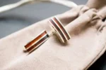 Double Stripe Amber Cufflinks - Exclusive Accessory for the Elegant Man | Baltic Amber & Sterling Silver - Image 7