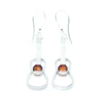 Amber & Silver Guitar Earrings - Handcrafted Sterling Silver with Baltic Amber Gemstone | Unique Music Lovers Jewelry