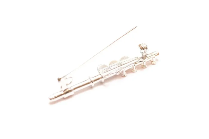 Amber & Silver Flute Brooch - Exquisitely Crafted Music Accessory - Image 4