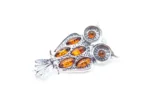 Wise Owl Brooch - Handcrafted Sterling Silver with Baltic Amber Stones