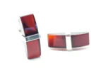 Elegant Red Amber Bar Cufflinks - Stylish & High-Quality Men's Accessory