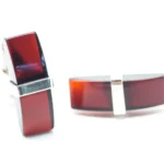 Elegant Red Amber Bar Cufflinks - Stylish & High-Quality Men's Accessory