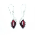 Shop Fancy Top Cherry Red Dangle Earrings | Modern Design in Baltic Amber & Sterling Silver