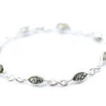 Elegant Green Amber Infinity Bracelet - Sterling Silver, Modern & Dainty Jewelry Gift