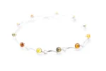 Elegant Minimal Multicolour Amber Bracelet - Baltic Amber & Sterling Silver