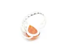Elegant Shell Frame Amber Ring - Sterling Silver & Baltic Amber, Adjustable Fit - Image 3